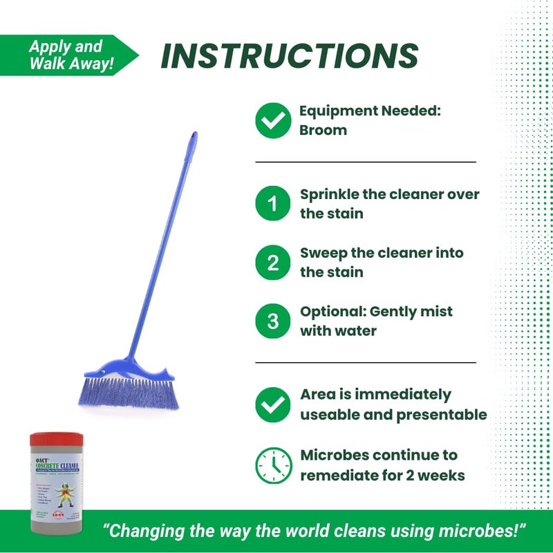 ACT Concrete Cleaner â€“ Eco-Friendly Dry Powder Oil Stain Remover for Driveways, Sidewalks, Garages & Commercial Use | HOA Approved | Bioremediation Formula | Safe around Pets | 2.5lb - Image 3